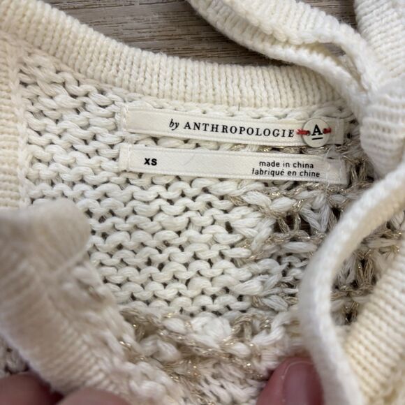 Anthropologie Tank Top Size XS Halter Tie Crochet Patchwork Metallic Chunky - Picture 6 of 9